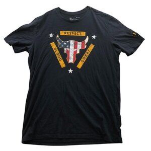 Under Armour Mens T-Shirt Medium Project Rock Bull Graphic Tee Black Heat Gear